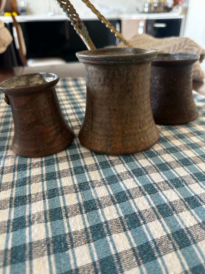 Bakır cezve seti, kahverengi ve gri tonlarda - Görsel 3