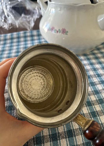 Kahverengi İşlemeli Bakır Cezve - Görsel 4