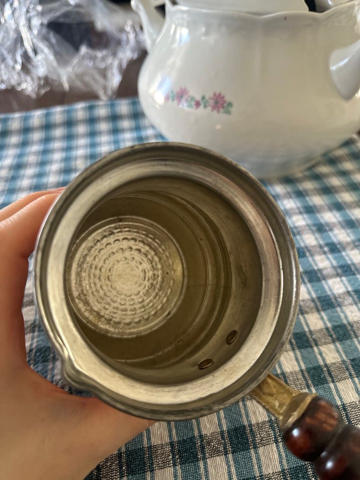 Kahverengi İşlemeli Bakır Cezve - Görsel 4