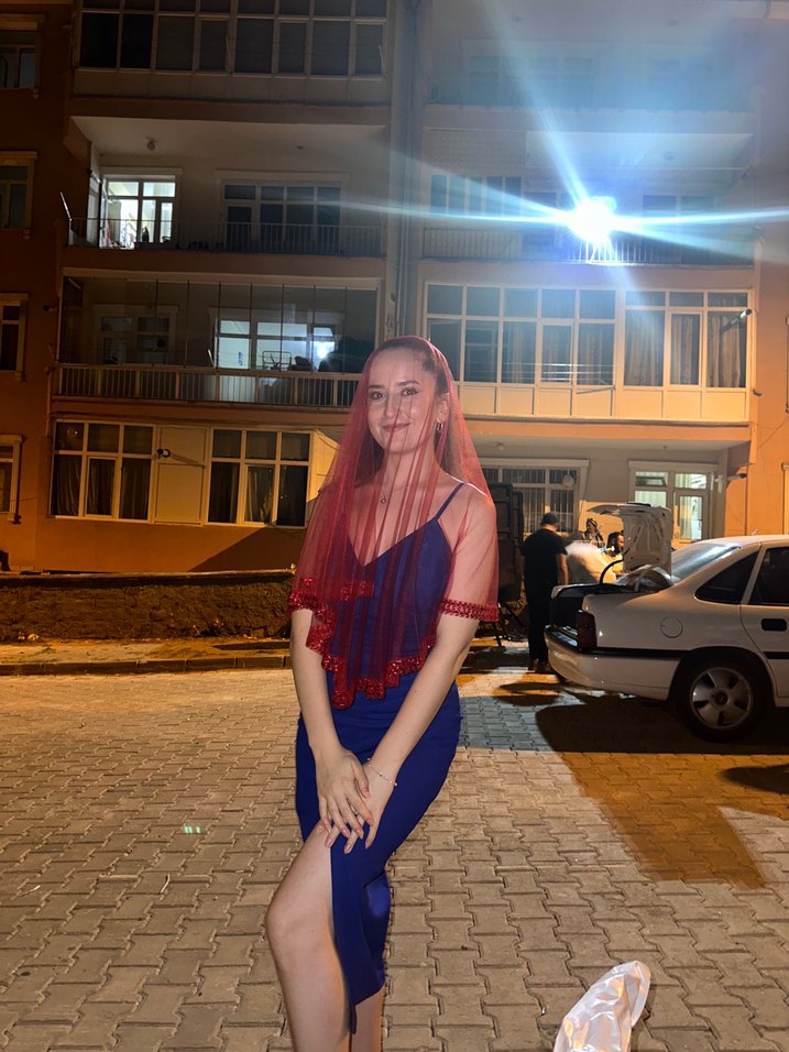 Kırmızı Drapeli Straplez Uzun Abiye Elbise - Görsel 2