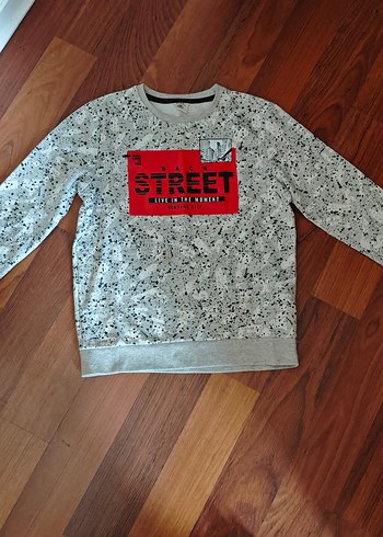 9 Yaş Beden DeFacto Gri Baskılı Erkek Çocuk Kısa Kollu Sweatshirt