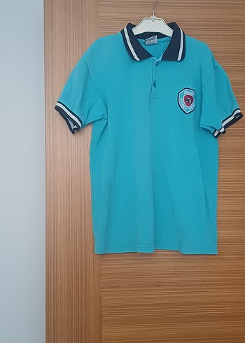Erkek çocuk mavi Kısa Kollu Polo yaka okul Tişörtü