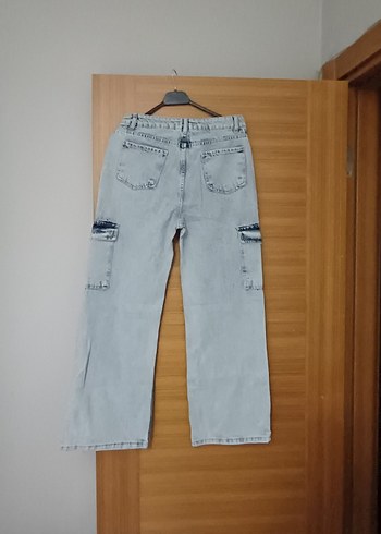 Taşlanmış  Kemerli Bol Kesim  Kot Pantolon - Görsel 2