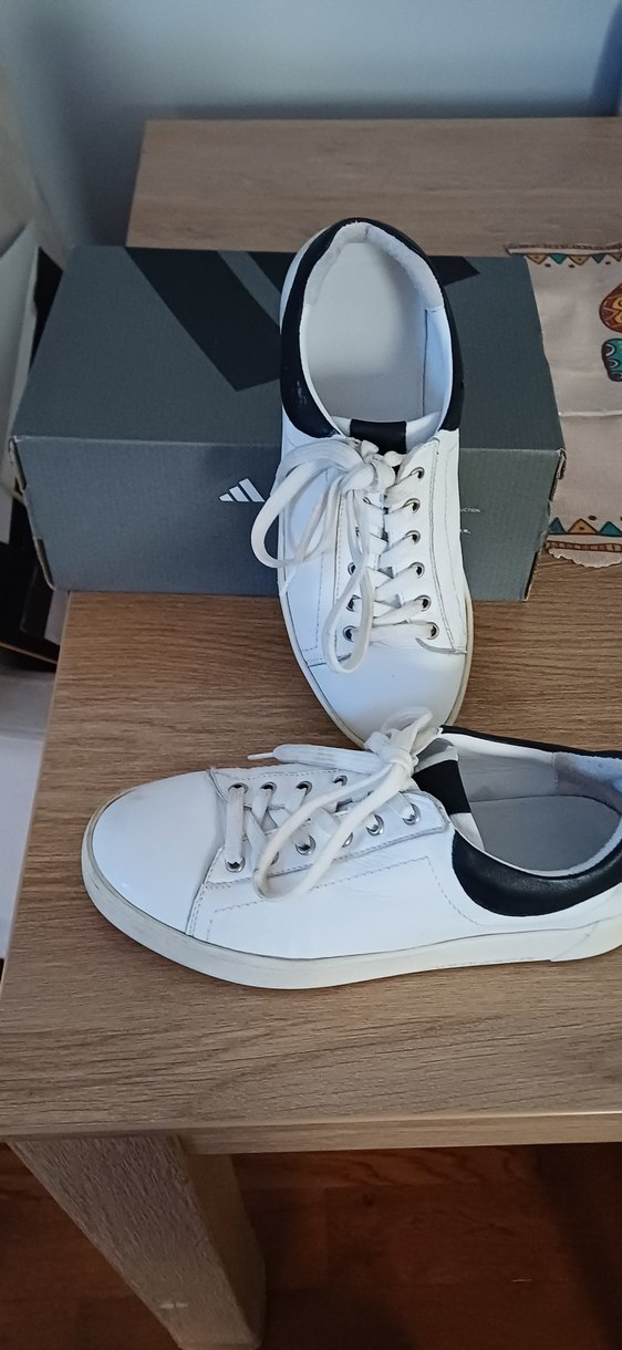 İçi dışi Gerçek Deri Beyaz Bağcıklı Kadın Sneakers - Görsel 4