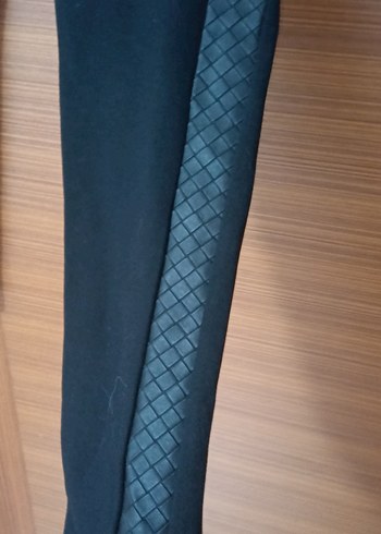 Siyah Kadın Yanları deri detaylı Hamile Spor Tayt - Görsel 3