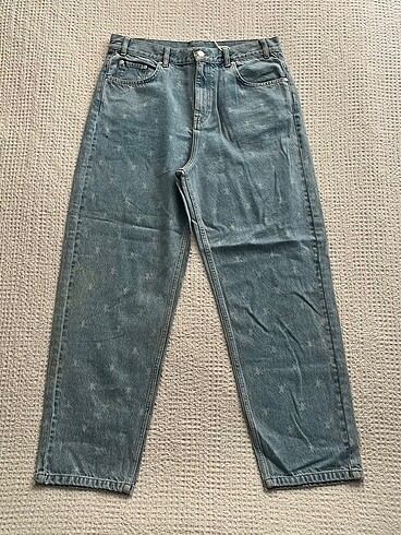 m Beden MAVİ DESENLİ KOT PANTOLON