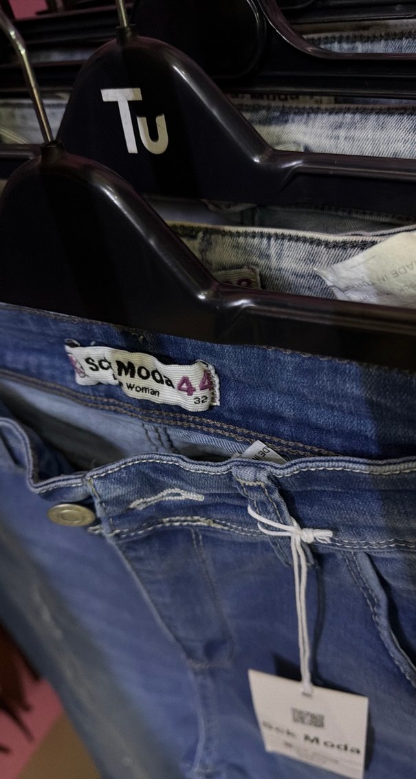 Düğmeli Mavi Denim Kadın Pantolon - Görsel 2