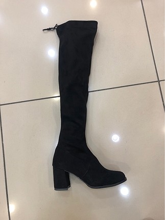 7.cm süet streçli çizme diz üstü