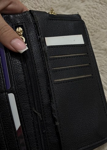 Siyah Kadın Süet Fermuarlı Cüzdan - Görsel 4
