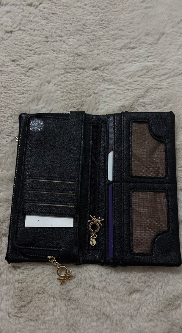 Siyah Kadın Süet Fermuarlı Cüzdan - Görsel 2