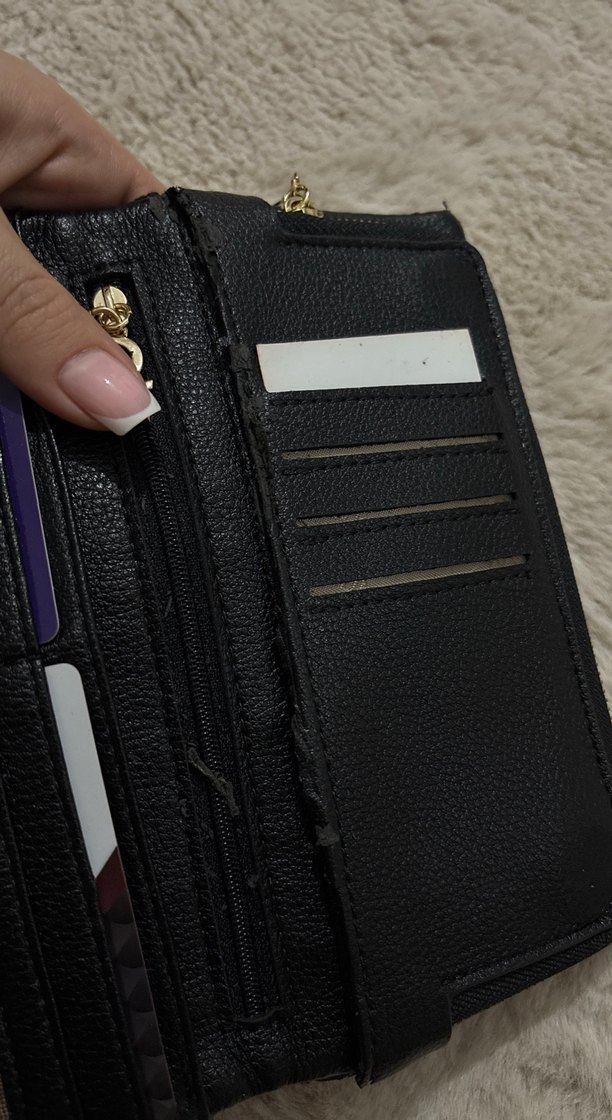 Siyah Kadın Süet Fermuarlı Cüzdan - Görsel 4