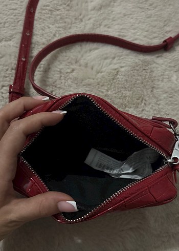 Kırmızı Deri Kadın Çapraz Çanta - Görsel 2