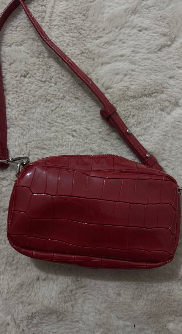 Kırmızı Deri Kadın Çapraz Çanta - Görsel 3