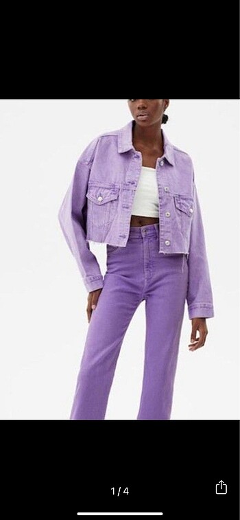 Bershka crop lila ceket