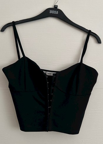 Mango Siyah İnce Askili Korse Crop Top