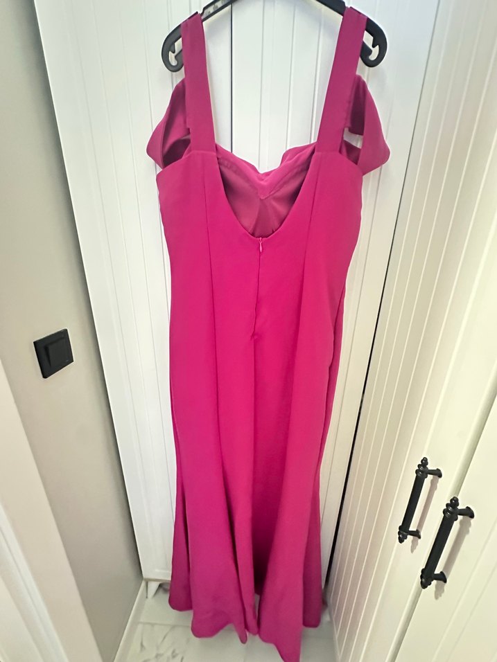 Pembe Uzun Straplez Parti Elbisesi - Görsel 4