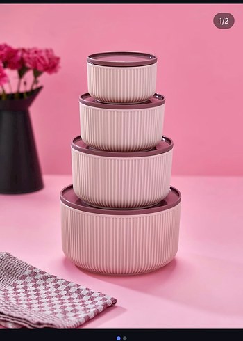 Pembe Plastik Saklama Kabı Seti