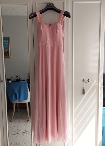 Deniz Butik Toz Pembe Abiye Elbise