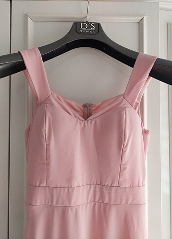 s Beden Deniz Butik Toz Pembe Abiye Elbise
