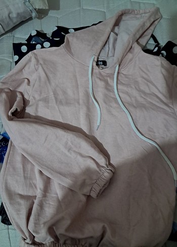 Düğmeli Kapüşonlu Bej Salaş Kadın Sweatshirt