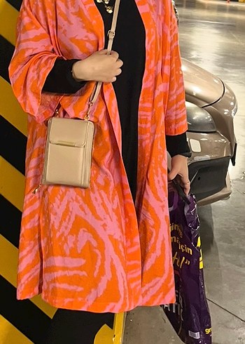 LC Waikiki Turuncu Batik Desenli Uzun Kimono