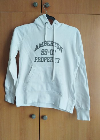 Kadın Beyaz Kapüşonlu Sweatshirt