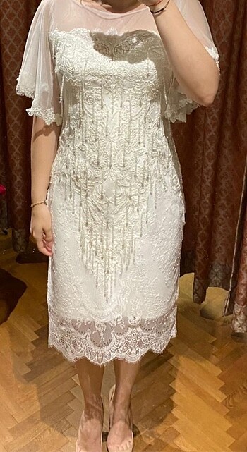 m Beden beyaz Renk Elif Şimal Nişan Elbisesi