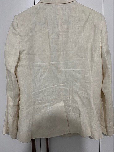 38 Beden ten rengi Renk Mango keten blazer