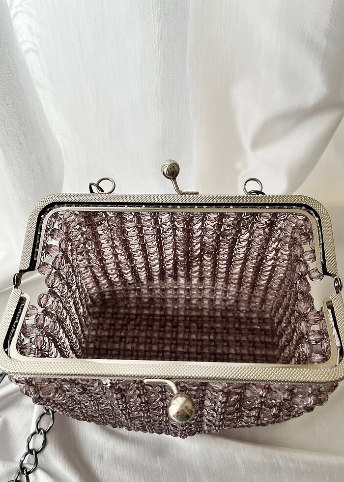 Gri elişi boncuk Çanta - Görsel 2