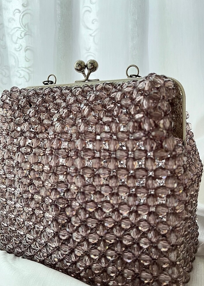 Gri elişi boncuk Çanta - Görsel 4