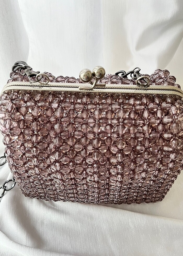 Gri elişi boncuk Çanta - Görsel 5