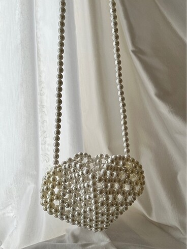 İnci kalp çanta - Görsel 5