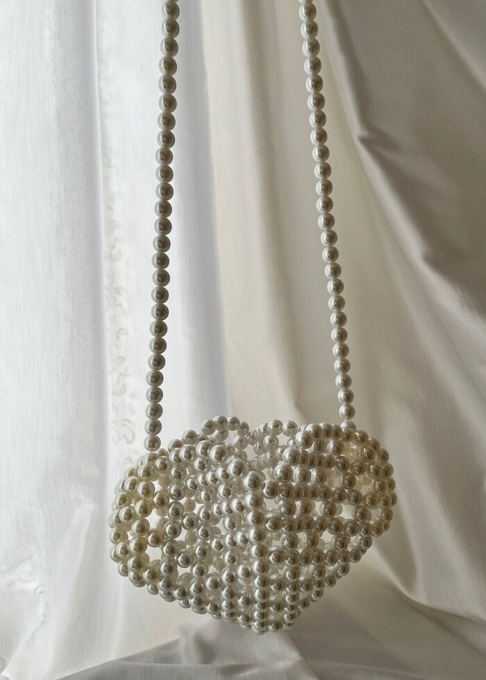 İnci kalp çanta - Görsel 5