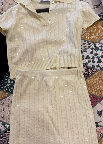 Zara Zara pullu triko bluz etek takım
