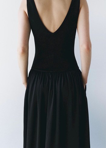 s Beden Zara Kontrast V Yaka midi Elbise zw collection