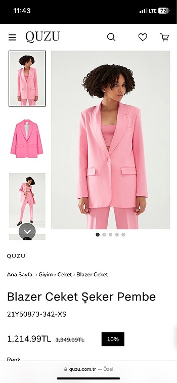 Quzu Pembe blazer ceket