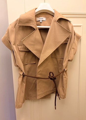 İpekyol Safari Kemerli Bej yelek Ceket - Görsel 6