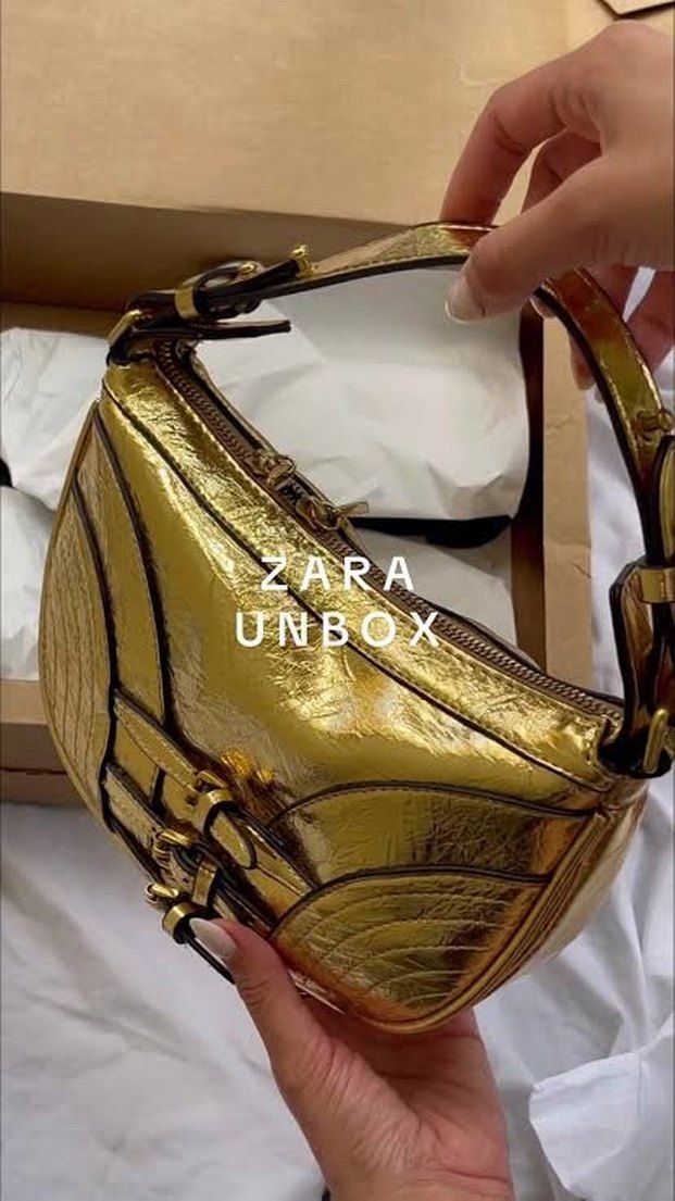 Zara gold metalik Çanta - Görsel 3