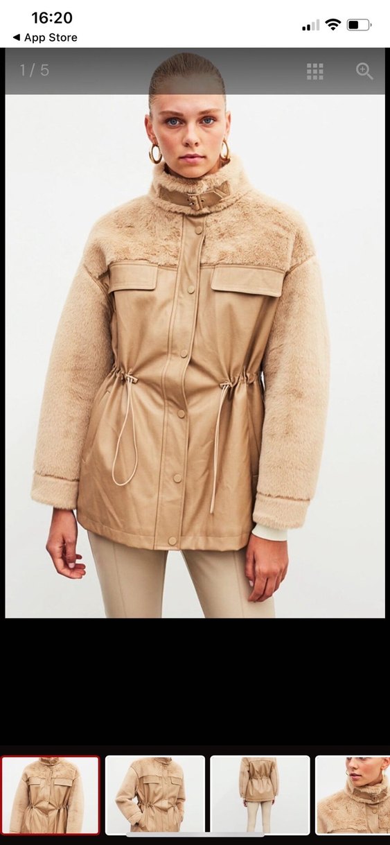 İpekyol Bej Kürklü Deri Kadın Mont - Görsel 5