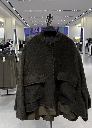 Zara zw collection yün karışımlı dokulu ceket - Görsel 7
