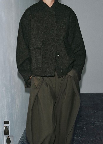 Zara zw collection yün karışımlı dokulu ceket - Görsel 5