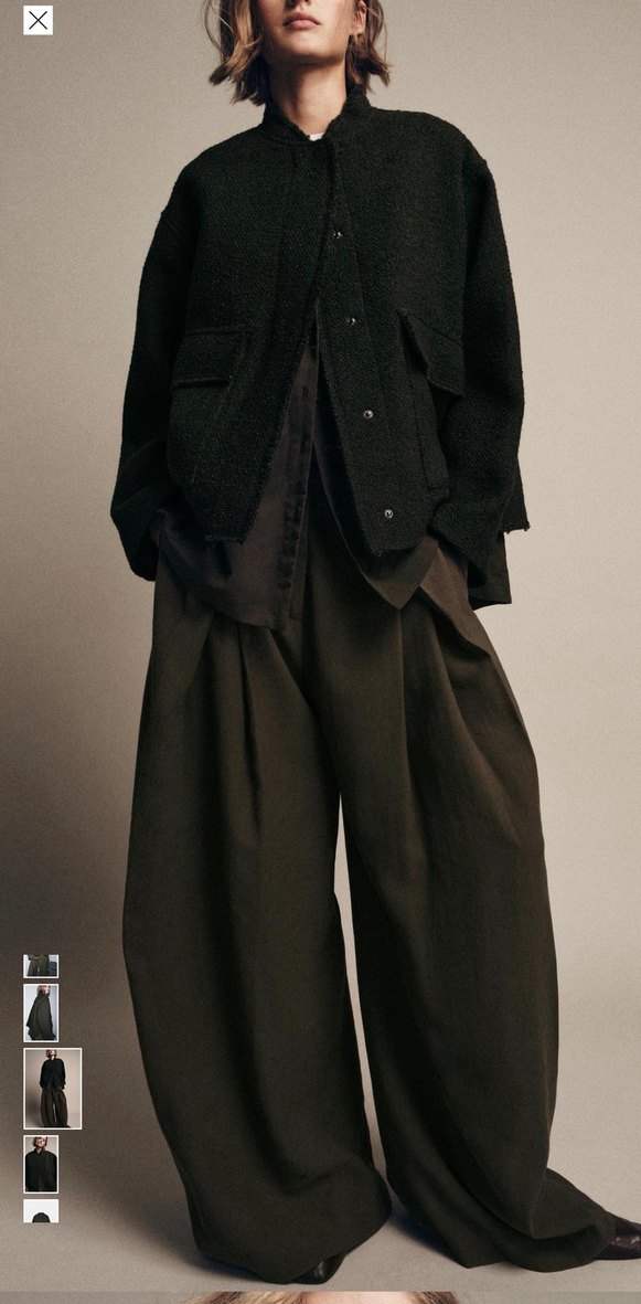 Zara zw collection yün karışımlı dokulu ceket - Görsel 3