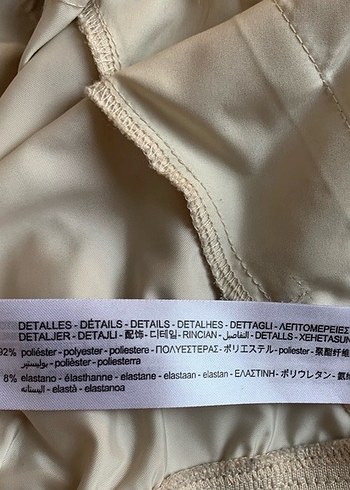 Zara krem bej cropped saten bomber Ceket - Görsel 7