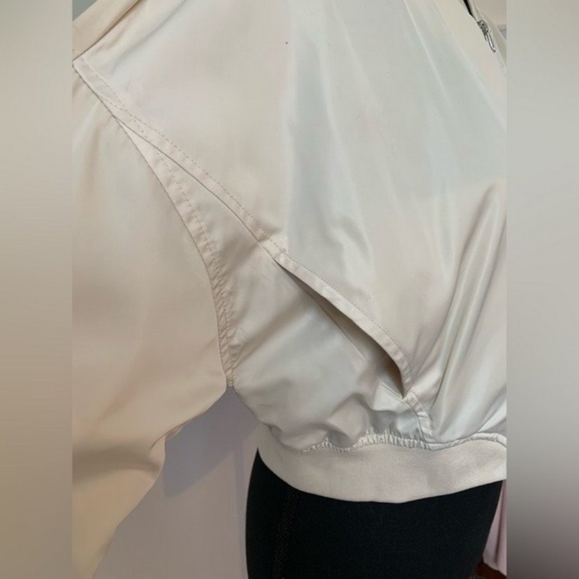 Zara krem bej cropped saten bomber Ceket - Görsel 5