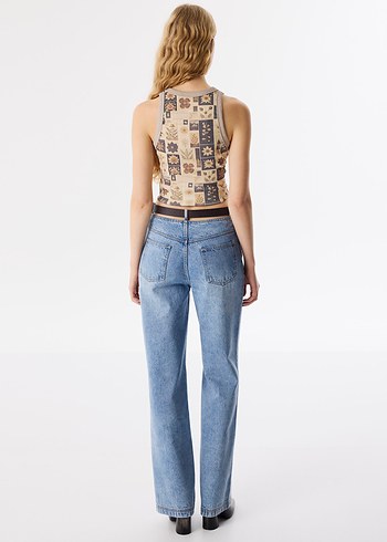 Twist çarpraz kemerli jean pantolon - Görsel 4