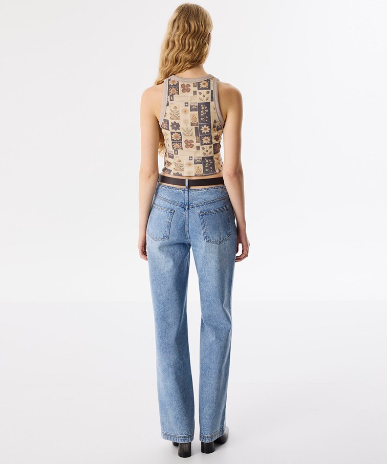 Twist çarpraz kemerli jean pantolon - Görsel 4