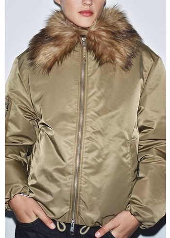 ZW collection Zara suni kurk yakalı bomber ceket - Görsel 5