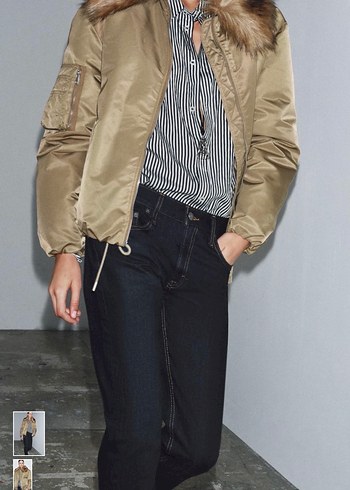 ZW collection Zara suni kurk yakalı bomber ceket - Görsel 3
