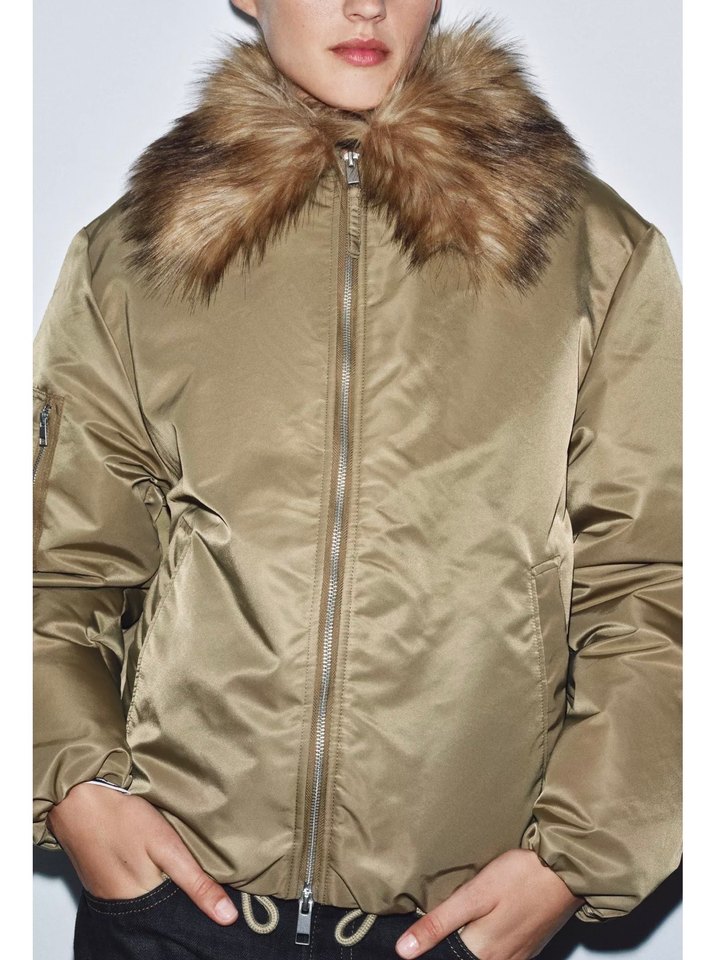 ZW collection Zara suni kurk yakalı bomber ceket - Görsel 5