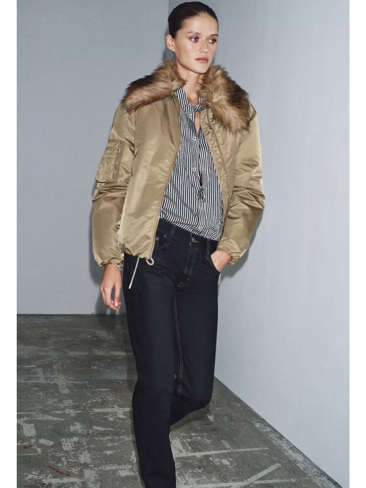 ZW collection Zara suni kurk yakalı bomber ceket - Görsel 2
